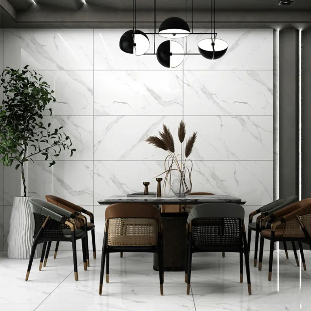 Керамогранит "Sonex" Carrara Polaris Glossy полированный 60x120 см 1.44 м2 цвет белый с серыми прожилками — купить в Екатеринбурге